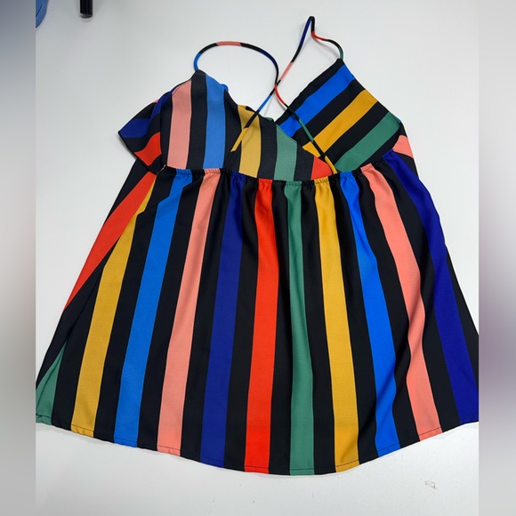 Tyche Brand Ruffle Striped Camisole Tank Size Small Bright Colorful - Picture 2 of 5